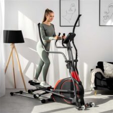 Hop-Sport Vélo elliptique pliable HS-095CF Prizm, Roue d’inertie de 30 kg, 12 programmes d’entraînement, Poids max. d’utilisateur 135 kg, Noir