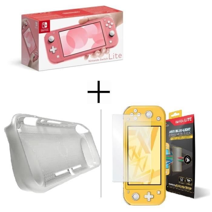 Swicth Lite Corail + Housse Silicone Switch Lite + Verre Anti-Lum