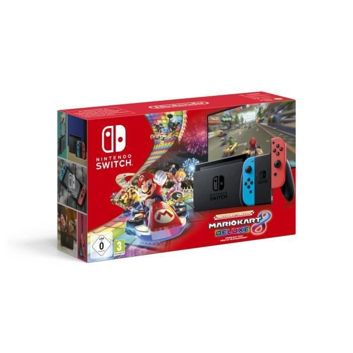 Pack Nintendo Switch Néons + Mario Kart 8 deluxe inclus