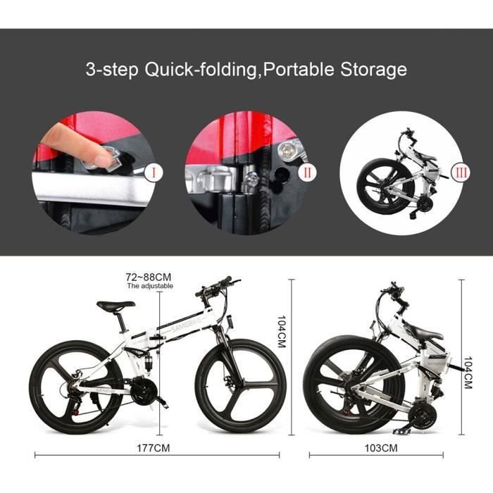 Vélo électrique Ebike pliant-Samebike LO26 E-Scooter Adulte -350W-35 km / h LCD 110 – 240V