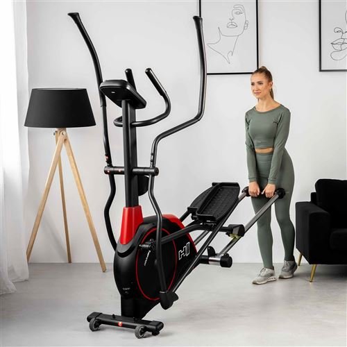 Hop-Sport Vélo elliptique pliable HS-095CF Prizm, Roue d&rsquo;inertie de 30 kg, 12 programmes d&rsquo;entraînement, Poids max. d’utilisateur 135 kg, Noir