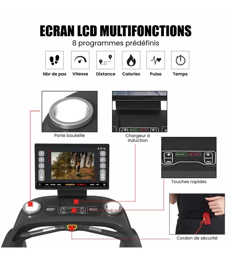 Tapis de course professionnel – 25km/h – CARE – CLUB RUNNER écran TFT