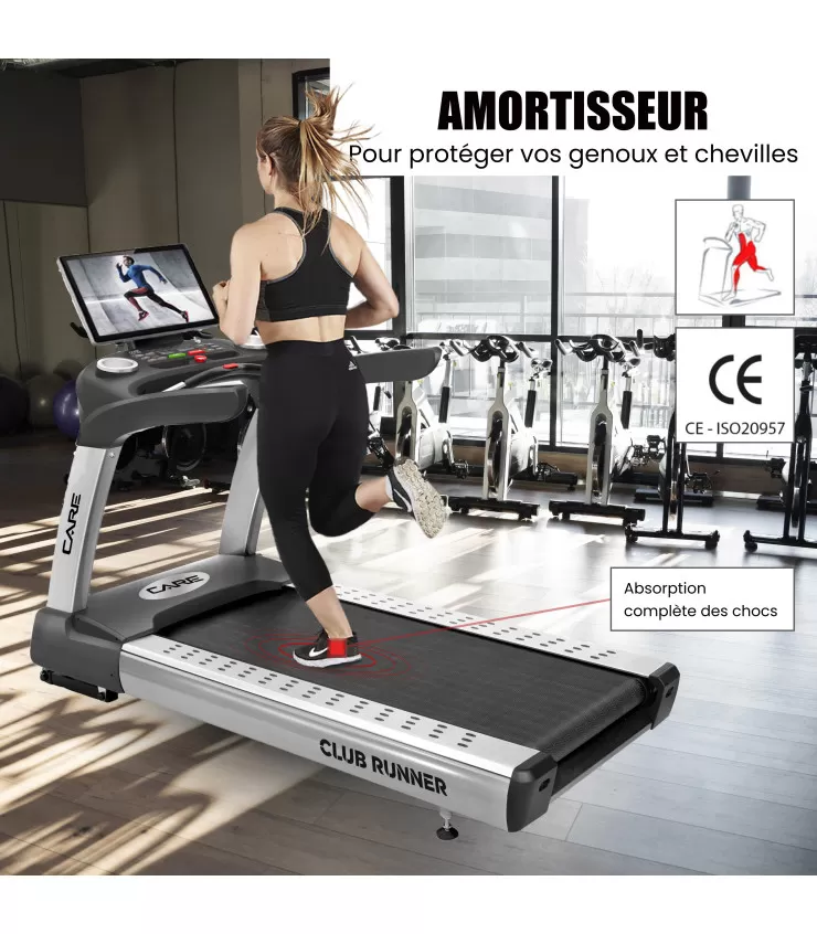 Tapis de course professionnel – 25km/h – CARE – CLUB RUNNER écran TFT